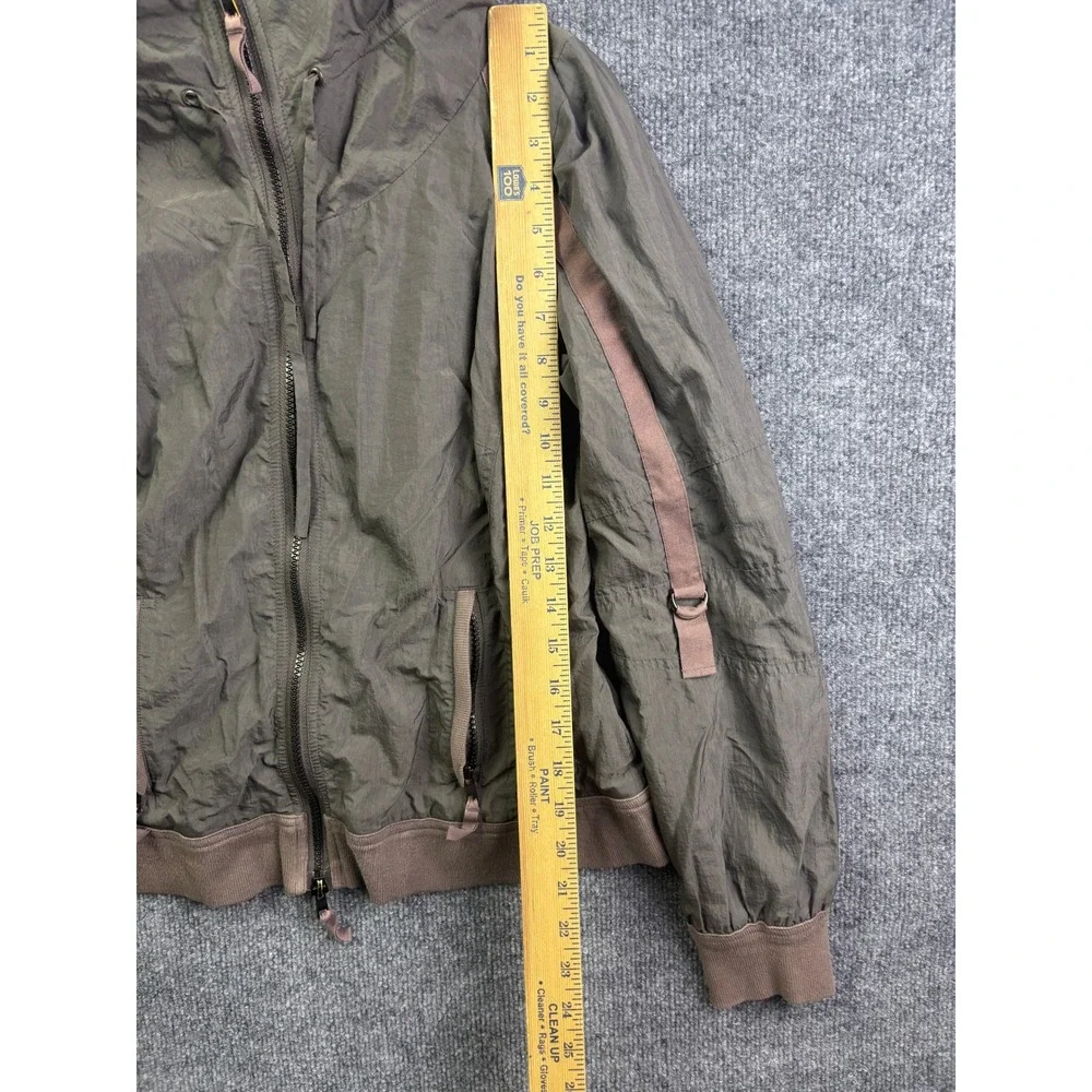 Sandwich Windbreaker Jacket Womens 38 Olive Green Zip Up Hidden Hood Utility - Picture 3 of 7